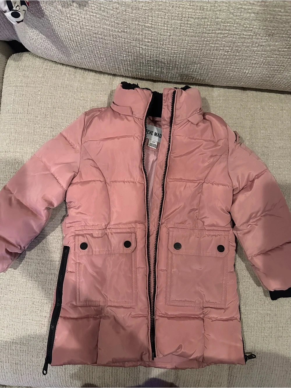 Steve Madden Pink Kids Puffer Coat Size 4T